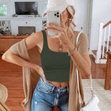 Square Neck Seamless Sleeveless Crop Tops