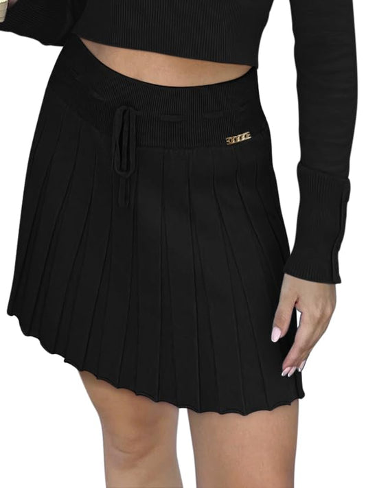 Windswept Charm High-Waisted Pleated Skirt