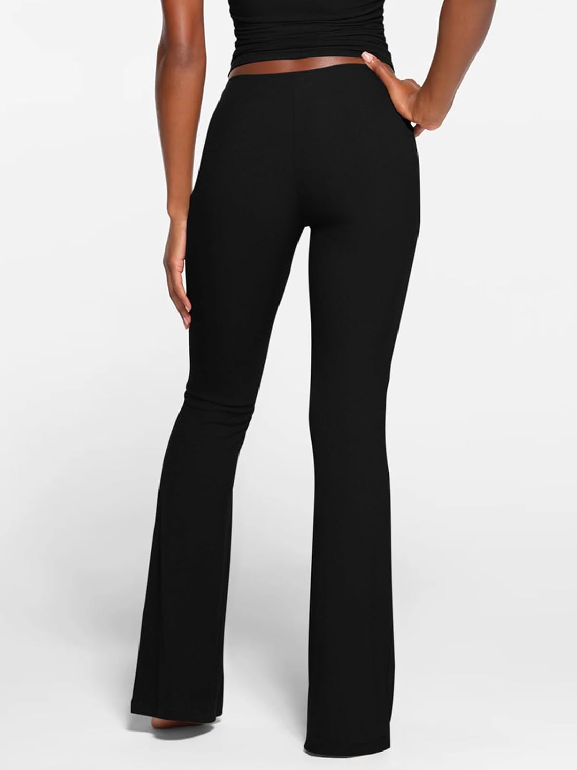 Flare Lounge Pants Ruched Ribbed Flowy Bell Bottoms Leggings