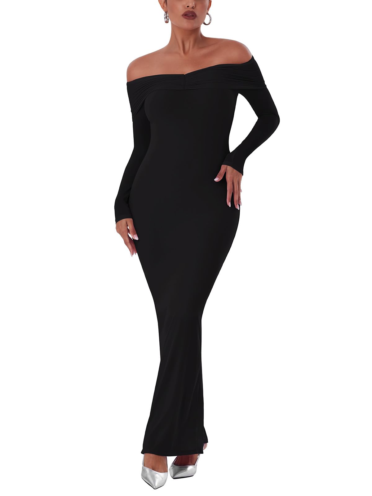 Strapless Off-Shoulder Reversible Neckline Double Layer Mermaid Dress