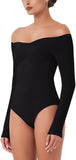 Seductive Off-Shoulder Long Sleeve Bodysuit - REORIA