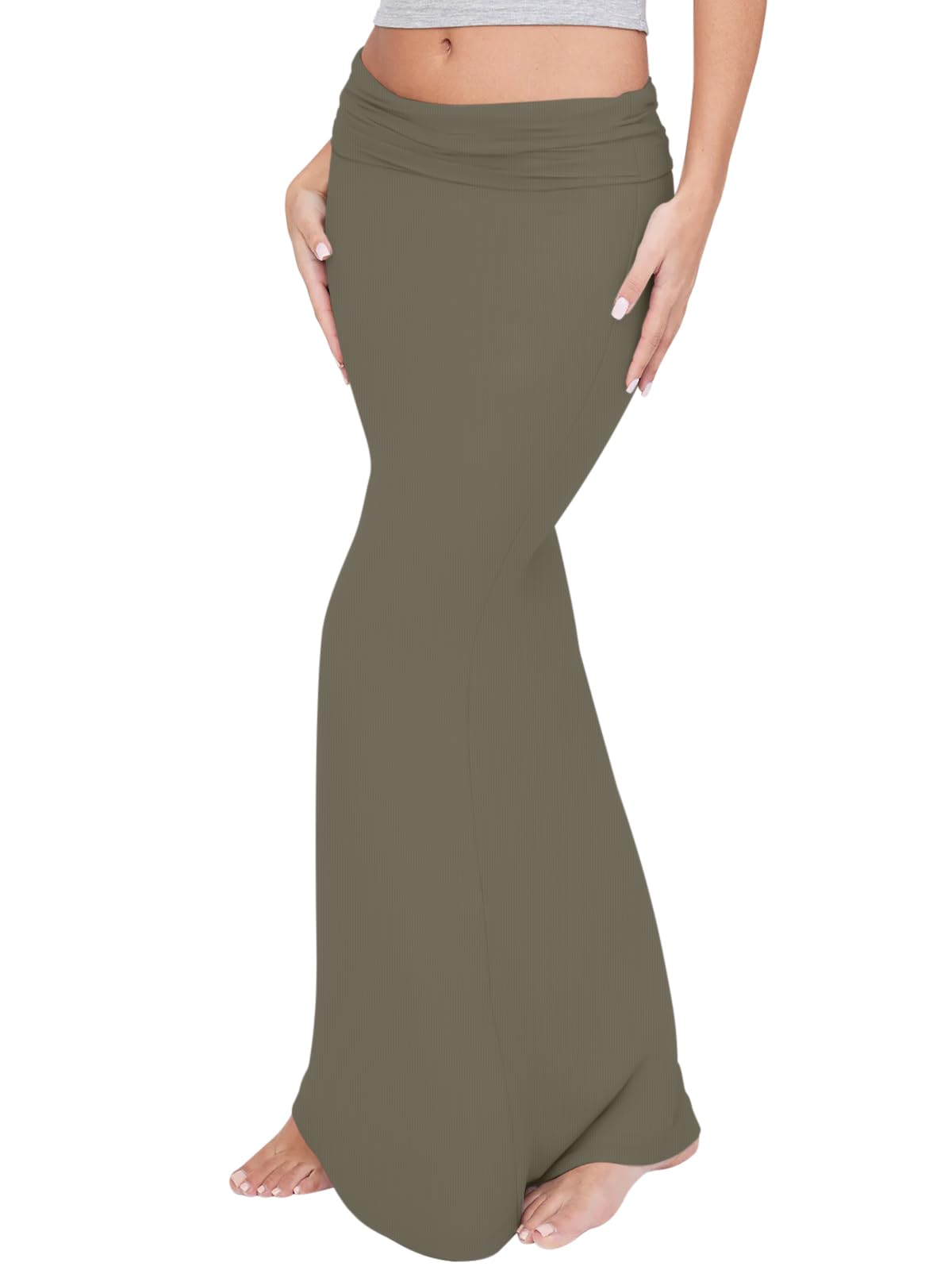 Fold Over High Waisted Lounge Long Skirts Elegant Going Out Bodycon Maxi Skirts