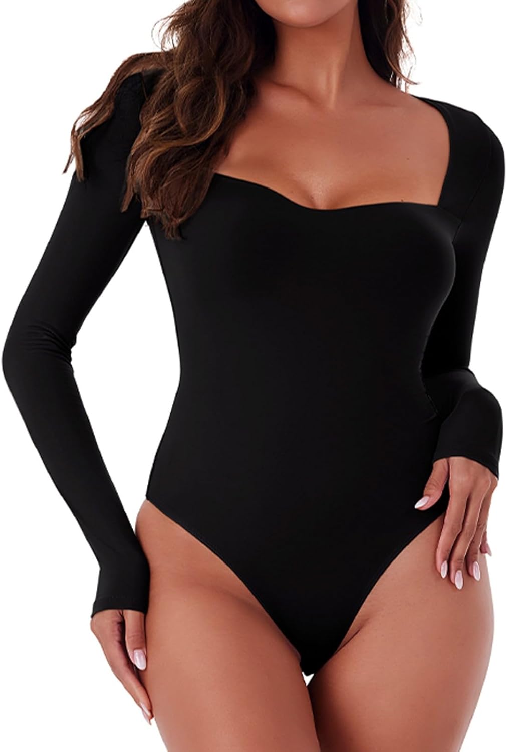 Square Sweetheart Neck Body Suit Going Out Double Lined Thong Top