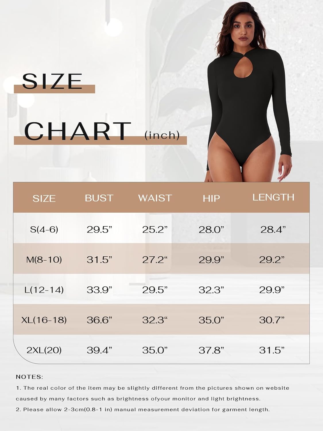 Cut Out Long Sleeve Bodysuits Slim Fit Sexy Body Suits Double Lined Lightweight Layering