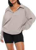 Oversized Sweatshirts Fleece V Neck Pullover Tops Casual Comfy Fall Trendy Clothes