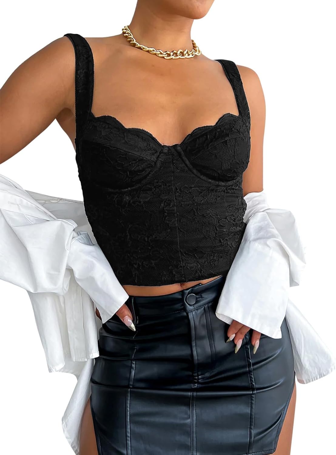 Nocturnal Grace Lace Bustier Top