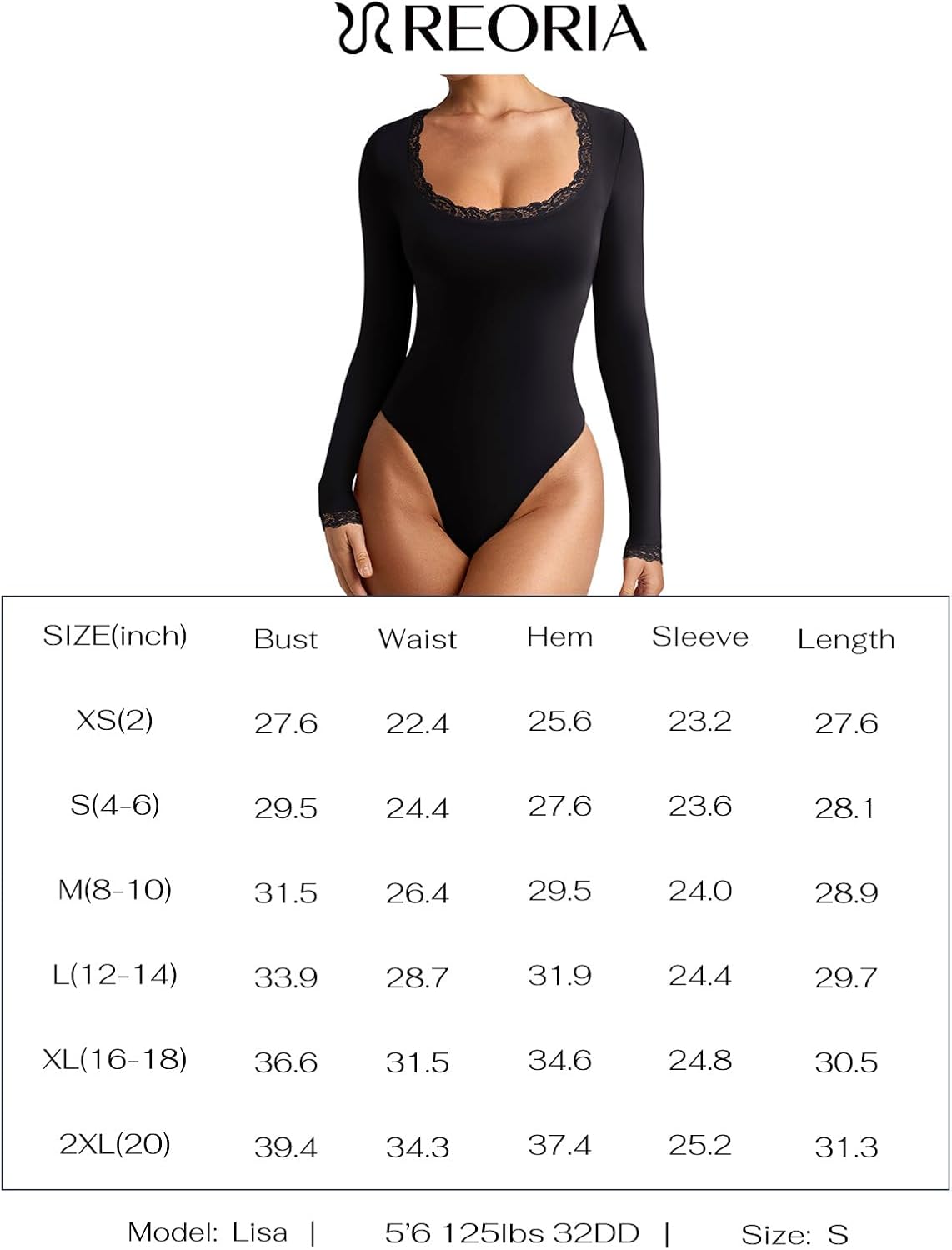 Scoop Neck Long Sleeve Double Lined Layering Slim Bodysuit Tops