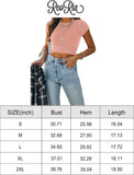 Short Sleeve High Neck Double Lined Tight T Shirts Crop Tops Tees