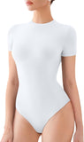 Crew Neck Bodysuits Short Sleeve Thong Bodysuits