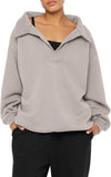 Oversized Sweatshirts Fleece V Neck Pullover Tops Casual Comfy Fall Trendy Clothes