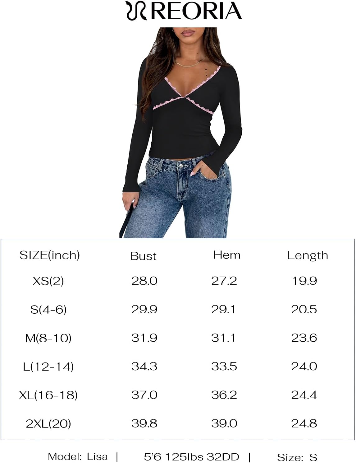 Sexy Lace Long Sleeve Shirts for Women V Neck Slim Fitted Y2K Trendy Fall Going Out Tops Clothing