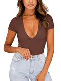 Alluring Depths V-Neck Bodysuit Tops