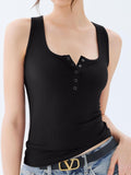 Summer Stretch Slim Round Neck Sleeveless Basic Top