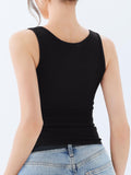 Summer Stretch Slim Round Neck Sleeveless Basic Top