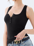 Summer Stretch Slim Round Neck Sleeveless Basic Top