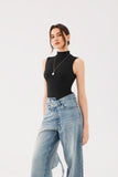 High Neck Sleeveless Mock Turtleneck Bodysuit