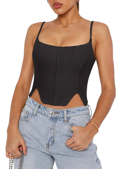 Sculpted Grace Spaghetti Strap Top - REORIA