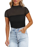 Veiled Allure High Neck Bodysuits Tops