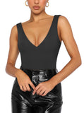 Plunge Deep V Neck Sleeveless V Backless Bodysuits Tops