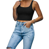 Square Neck Seamless Sleeveless Crop Tops