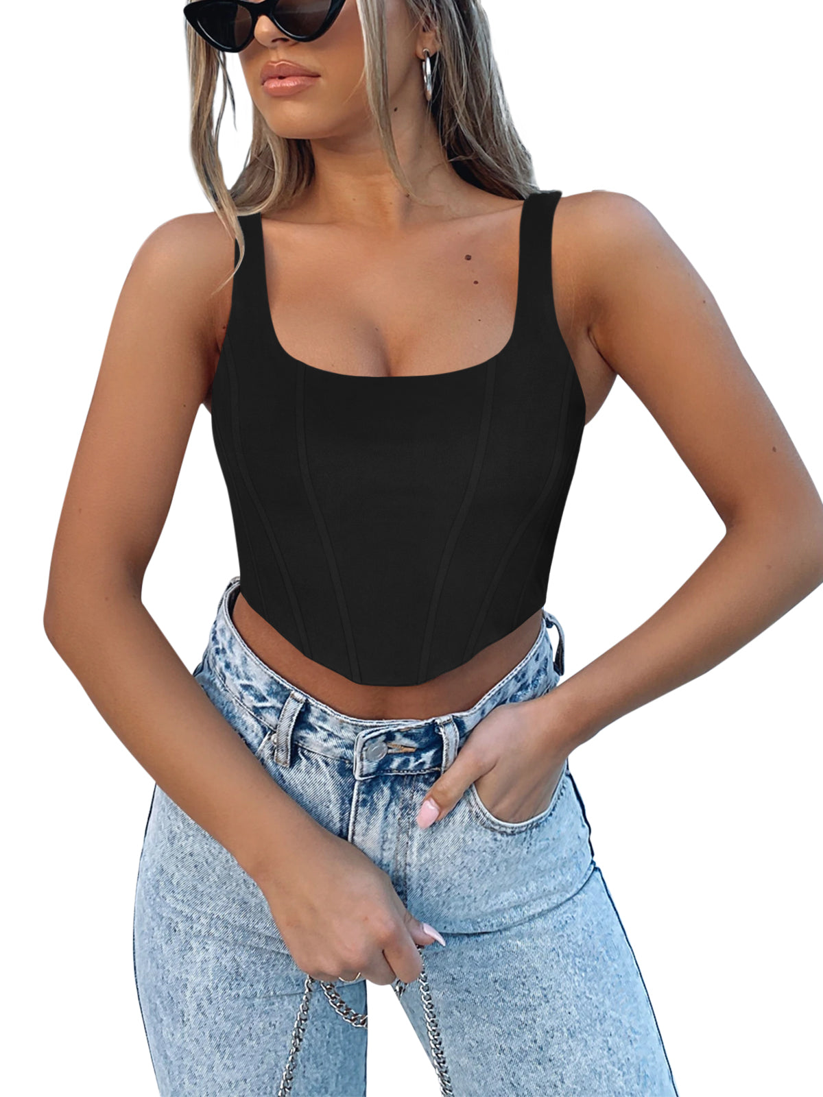 Sleeveless Bustier Crop Tank Tops