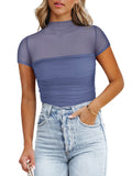 Veiled Allure High Neck Bodysuits Tops