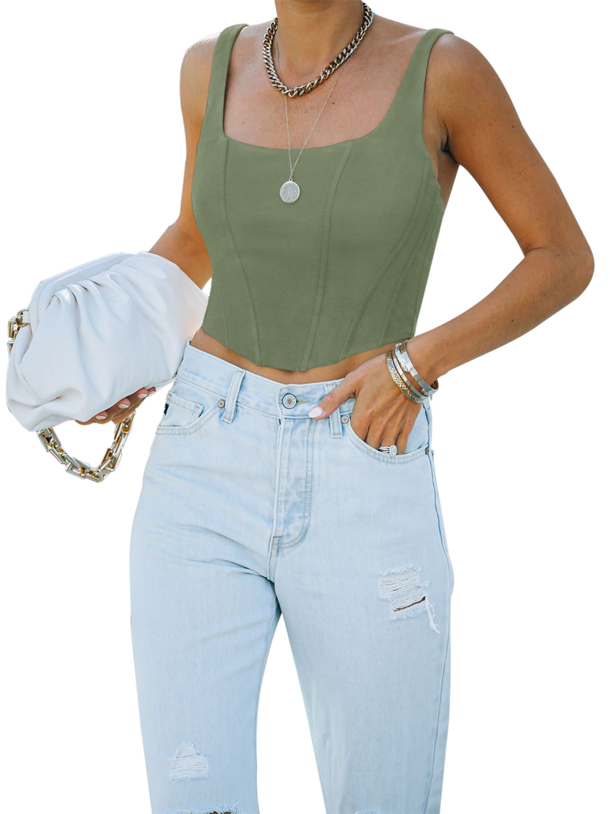 Sleeveless Bustier Crop Tank Tops