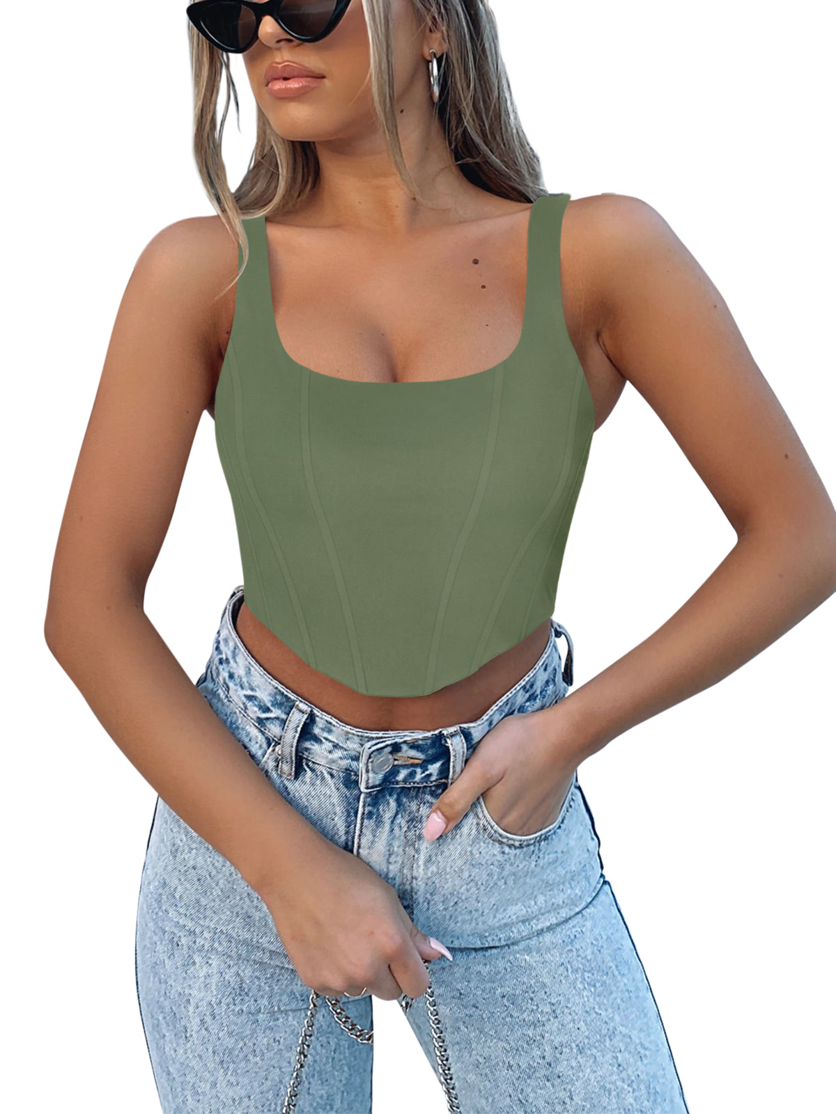 Sleeveless Bustier Crop Tank Tops