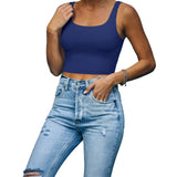 Square Neck Seamless Sleeveless Crop Tops