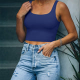 Square Neck Seamless Sleeveless Crop Tops