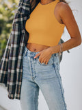 Sleeveless Halter Neck Tank Crop Tops