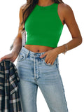 Sleeveless Halter Neck Tank Crop Tops