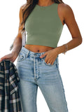 Sleeveless Halter Neck Tank Crop Tops