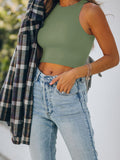 Sleeveless Halter Neck Tank Crop Tops