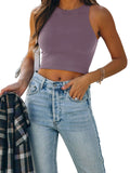 Sleeveless Halter Neck Tank Crop Tops