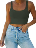 Square Neck Seamless Sleeveless Crop Tops