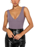 Plunge Deep V Neck Sleeveless V Backless Bodysuits Tops