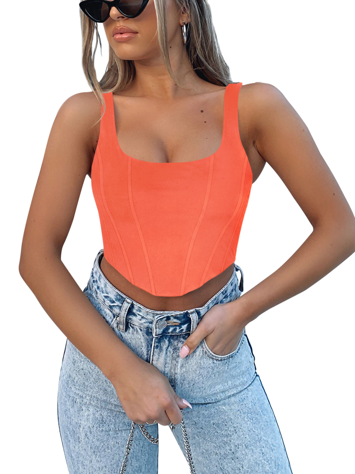 Sleeveless Bustier Crop Tank Tops