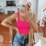 Square Neck Seamless Sleeveless Crop Tops