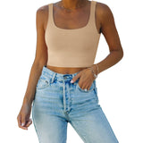 Square Neck Seamless Sleeveless Crop Tops