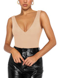 Plunge Deep V Neck Sleeveless V Backless Bodysuits Tops