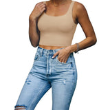 Square Neck Seamless Sleeveless Crop Tops