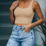 Square Neck Seamless Sleeveless Crop Tops