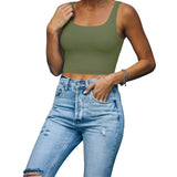 Square Neck Seamless Sleeveless Crop Tops