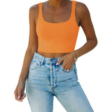 Square Neck Seamless Sleeveless Crop Tops