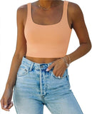 Square Neck Seamless Sleeveless Crop Tops