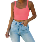 Square Neck Seamless Sleeveless Crop Tops