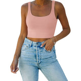 Square Neck Seamless Sleeveless Crop Tops