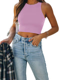 Sleeveless Halter Neck Tank Crop Tops