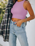 Sleeveless Halter Neck Tank Crop Tops